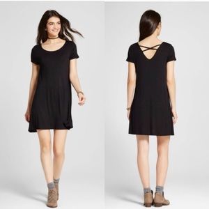 SOLD Criss Cross Black T Shirt Dress Size Large